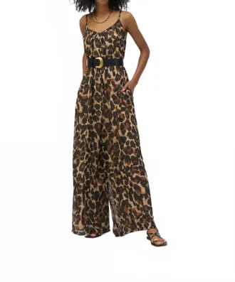 Joseph Ribkoff Leopart Print Jumpsuit In Beige/black