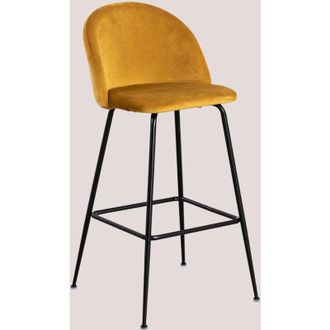 Sklum Sklum - Pack De 2 Taburetes Altos En Terciopelo Kana Design Mostaza Negro