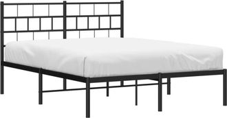 vidaXL Metal Bed Frame without Mattress with Headboard Black 135x190cm Vidaxl