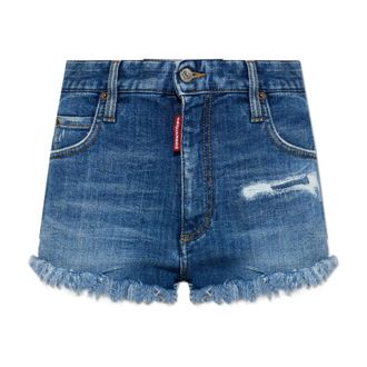 Dsquared2 Denim Shorts, female, Blue, Size: 3XS Trucker Denim Shorts
