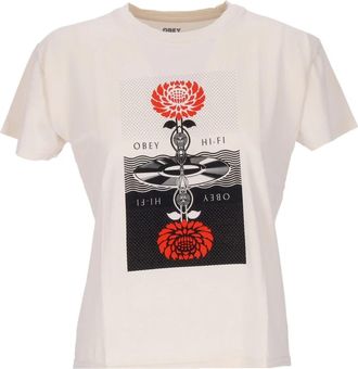 Obey Bloem Shepard Tee Dames T-shirt - Dames - T-shirts - Beige - L - Katoen - Tops