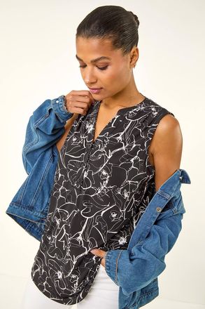 Roman Floral Print Stretch Vest