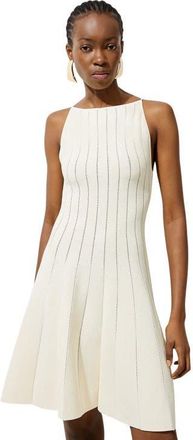 Karen Millen Sheer Knit Mini Dress in Cream at Nordstrom, Size Medium