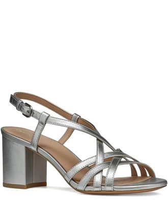 Geox 65mm Virnilisa strappy heeled sandals - women - Fabric/Leather/Leather - 39 - Grey