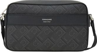 Ferragamo Zwarte verstelbare heuptas met rits - Heren - Schoudertassen - Zwart - ONE Size - Leer - Tassen