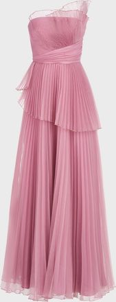 Theia Delphine Pleated Organza A-Line Gown