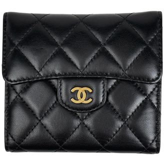 Chanel Black Leather Wallet (Tri-Fold) (Pre-Owned)