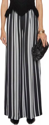 L'agence Lillian Wide Leg Pant In Black White Scarf Stripe