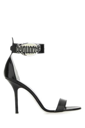 Dsquared2 Black Leather Logo Heels