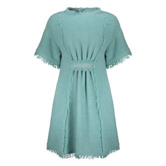 Alberta Ferretti Jurk met franjes - Dames - Korte kleedjes - Blauw - S - Katoen - Kleedjes