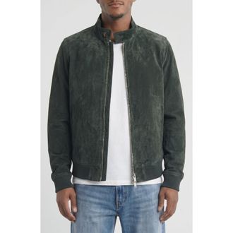 Bagatelle Genuine Suede Harrington Jacket in Bottle Green at Nordstrom, Size Small