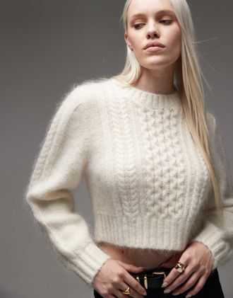 & Other Stories Maglione in lana e mohair girocollo bianco lavorato a trecce
