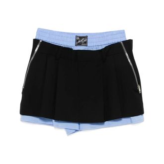 Alexander Wang Alexander Wang, Short Shorts, female, Black, Size: 2XS Layered Pleated Skort