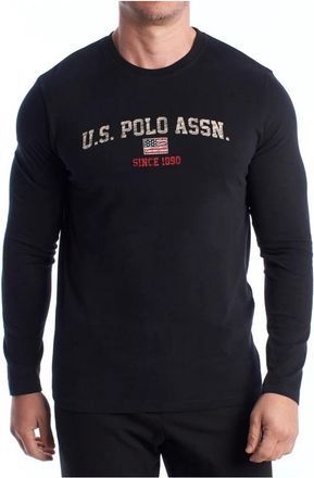 U.S.Polo Association Long-Sleeve Cotton T-Shirt - Heren - Longsleeves - Zwart - XL - Katoen - Tops