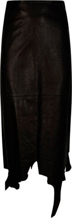 Diesel Asymmetrical Jagged Hem Leather Skirt