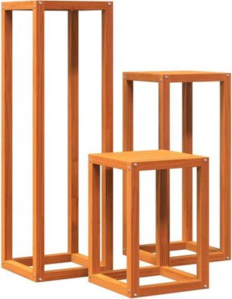 vidaXL Plant Stands 3 pcs Wax Brown Solid Wood Pine Vidaxl