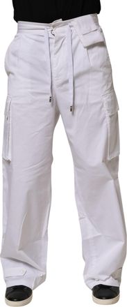 Dolce & Gabbana White Linen Straight Cargo Men Trouser Mens Pants (Pre-Owned)
