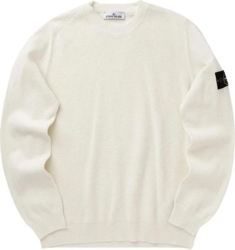 Stone Island Truien & Vesten, Heren, Beige, L, Katoen, Trui met wafelpatroon en ronde hals