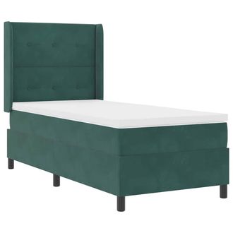 vidaXL Vidaxl - Letto Con Box Springs Led E Materasso Verde Scuro 90 X 200 Cm