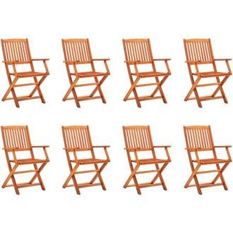 vidaXL Vidaxl - Sedie da Giardino Pieghevoli 8pz in Legno Massello di Eucalipto