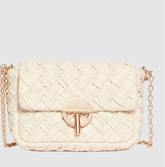 Vanessa Bruno Moyen Sac Moon Cuir Tress&eacute; Ivoire