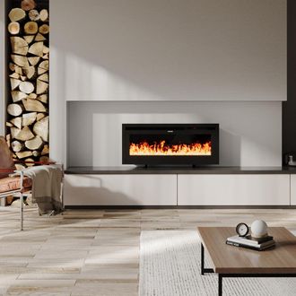Living and Home Electrical Fireplace with Remote - 12 Vibrant Flame Colours - Adjustable Heating Modes - and Safety Features - 60 Inch - Living and Home | TJ Hughes