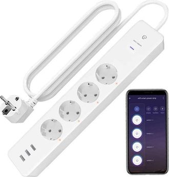 Trade Shop Trade Shop Traesio - Ciabatta Multipresa Smart Intelligente Wifi Con 4 Prese Ac 3 Porte Usb M3su411-eu