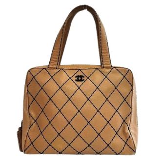 Chanel Pre-owned Handbags, female, Beige, Size: ONE SIZE Pre-owned Wild Stitch Lambskin Boston Bag