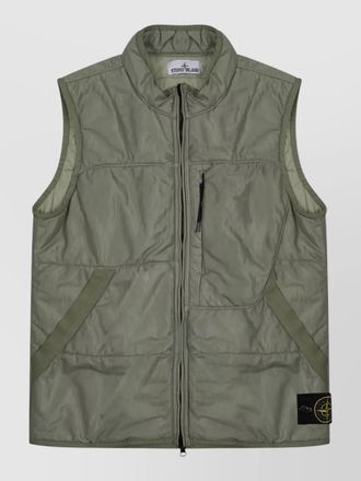 Stone Island nylon mesh tc gilet high collar