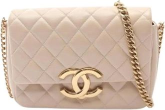 Chanel Pre-owned Leather chanel-bags - Dames - Vintage Schoudertas - Beige - ONE Size - Vintage