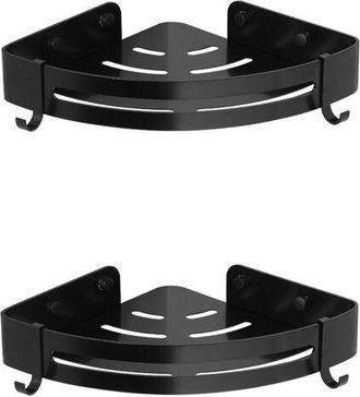OEM Estante Para Ducha Sin Esquinas Preperforadas, Estante De Ducha De Metal Inoxidable, Estante De Ba&ntilde;o Autoadhesivo, 2 Piezas (negro)