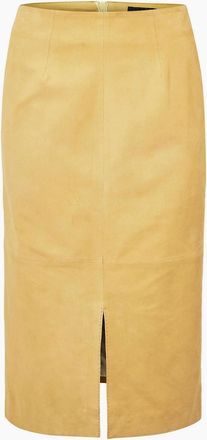 HUGO BOSS Womens Womens 10259210 01 Leather Jacket - Open Yellow - Size: 10