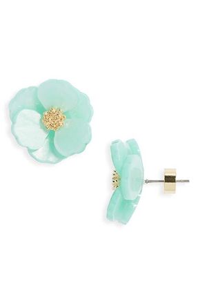 Nordstrom Floral Statement Stud Earrings in Seafoam- Gold at Nordstrom