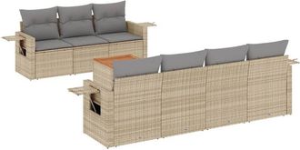 vidaXL Juego De Sof&aacute;s Jard&iacute;n Con Cojines Beige Mezcla 8 Pzas Rat&aacute;n Pe Vidaxl