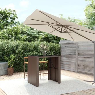 vidaXL Mesa Bar Con Superficie Cristal Rat&aacute;n Pe Marr&oacute;n 105x80x110 Cm Vidaxl