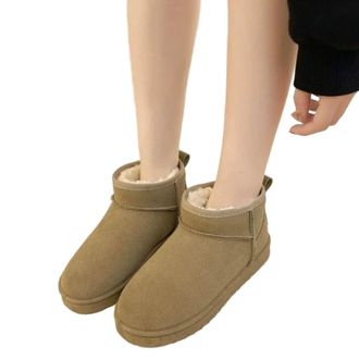 Generic YUJIEBB Snow Boots Womens Short Tube Thickened Cotton Shoes Non-Slip Winter Shoes Student Womens Black