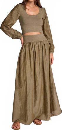 Sundays Jones Pleated Maxi Skirt In Moss