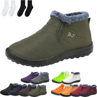 Generic Womens Waterproof Orthopedic Warm Boots, Anti-Slip Fur Lined Slip On Shoes for Women Men (Green,10.5)