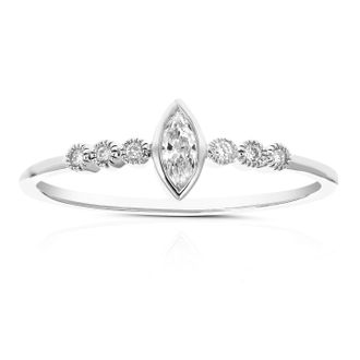Vir Jewels 1/6 cttw Marquise Lab Grown Diamond Engagement Ring in Sterling Silver For Women