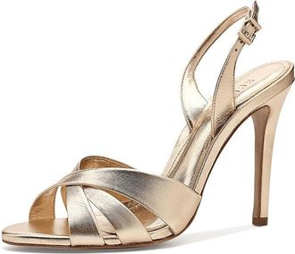 Schutz Keefa Sling Buckle Womens Sandals Platinum : 10.5 M, Leather