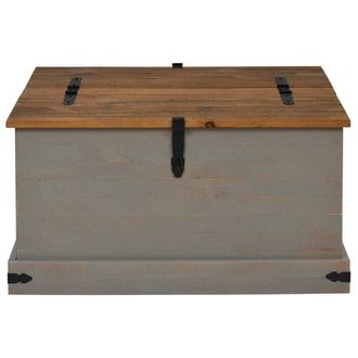 Berkfield Home Storage Chest HALDEN Grey 91x91x47 cm Solid Wood Pine | Size: 91 x 91 x 47 cm
