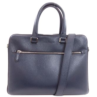 Ferragamo Navy Leather Briefcase (Pre-Owned)