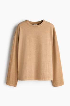 H&M Langarmshirt aus Baumwolle - Beige