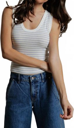perfectwhitetee Kendra Brushed Sweater U-Neck Tank In Pacific Stripe
