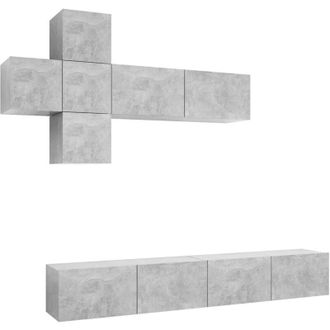 vidaXL Set De Muebles De Sal&oacute;n 7 Pzas Madera Ingenier&iacute;a Gris Hormig&oacute;n Vidaxl
