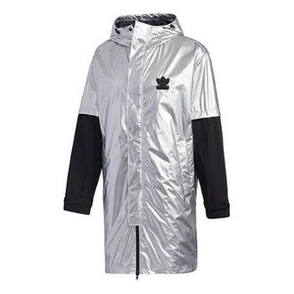 adidas originals Liquid Metal Wb Sports Hooded Windbreaker Jacket Mens Silver GT7292