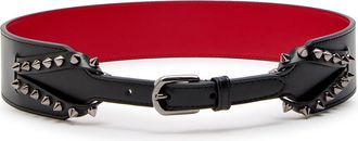 Christian Louboutin Cabata Stud-embellished Leather Belt - Black - 65 (UK4/ Xxs)