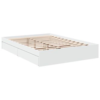 Berkfield Home Modern Bed Frame with Drawers without Mattress White 120x190 cm S | Size: Small Double