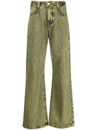 Avavav acid-wash wide-leg jeans - women - Organic Cotton - M - Green