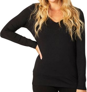 French Kyss V-Neck Long Sleeve In Black